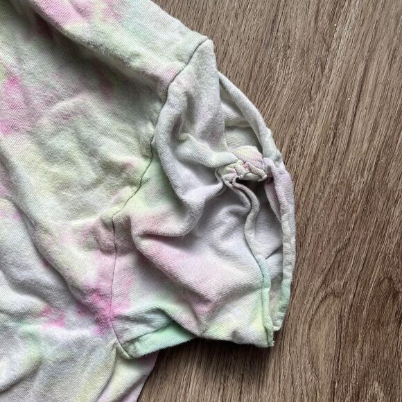 Gildan Women's Multi-coloured tie-dye with tied front crop top size Large - Picture 3 of 7